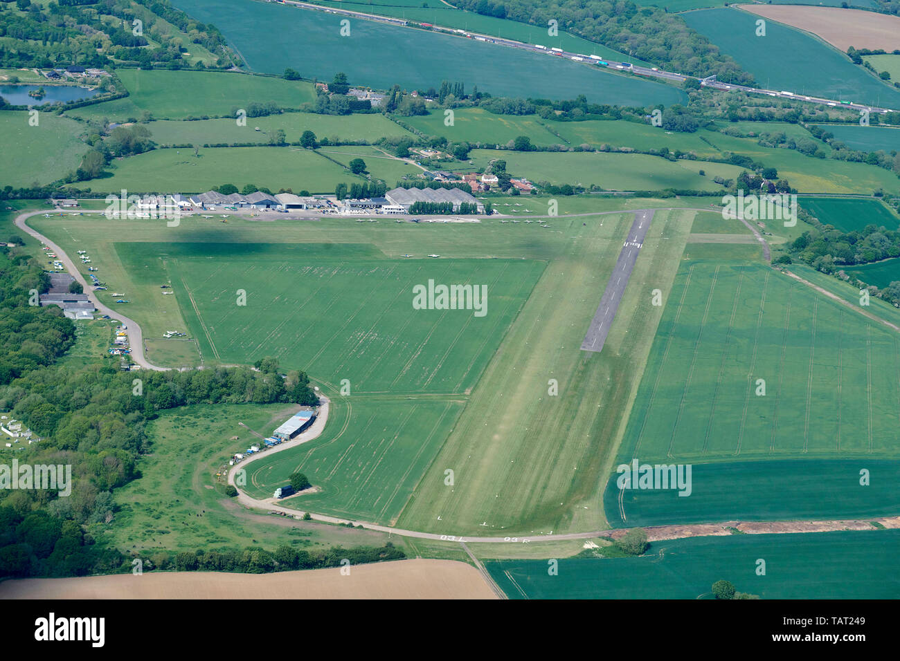 Une vue aérienne de l'Aérodrome de Stapleford, Essex, Angleterre du Sud-Est UK Banque D'Images