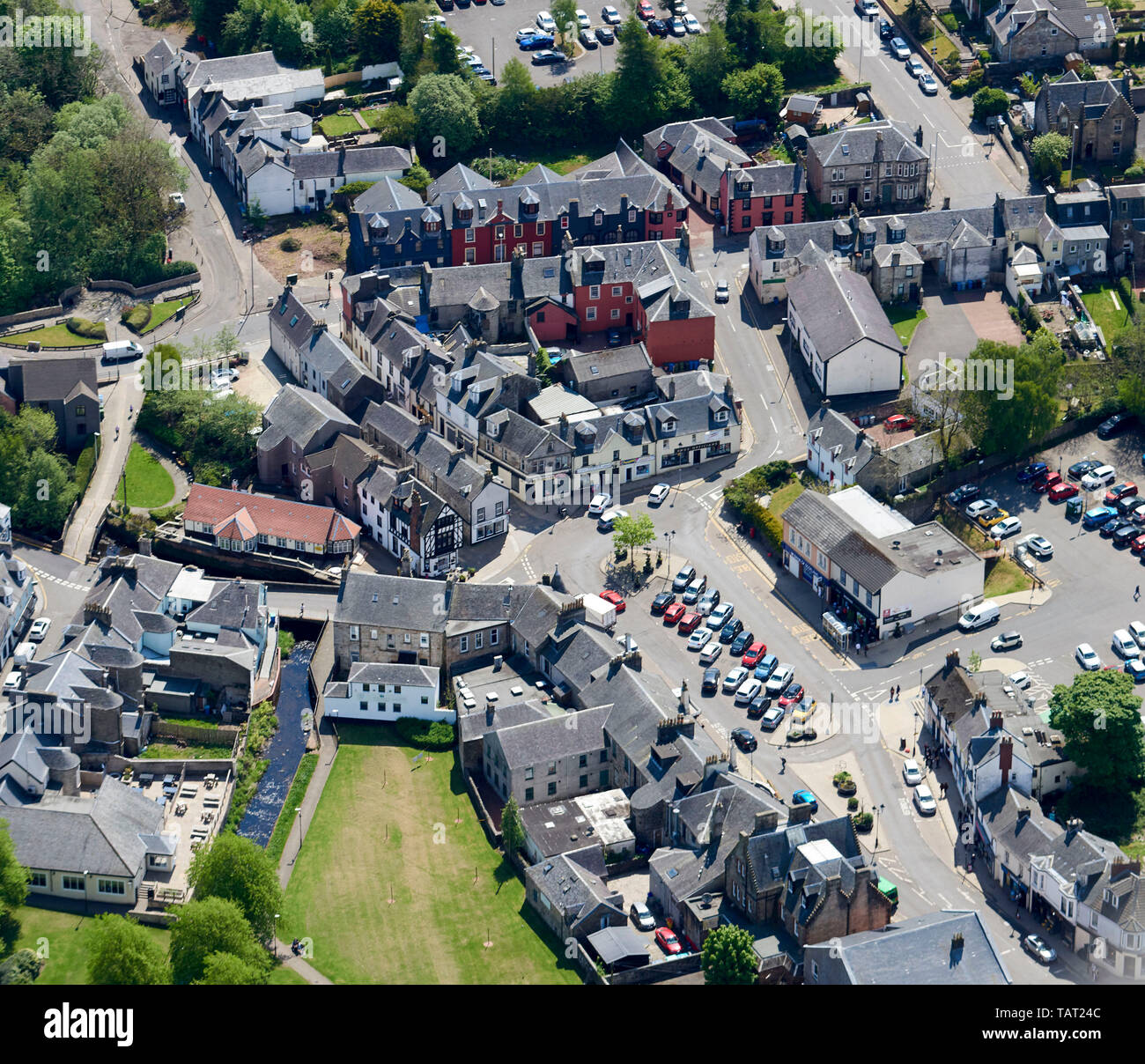 Strathaven centre ville, de l'air, Lanarkshire, Écosse, Royaume-Uni Central Banque D'Images