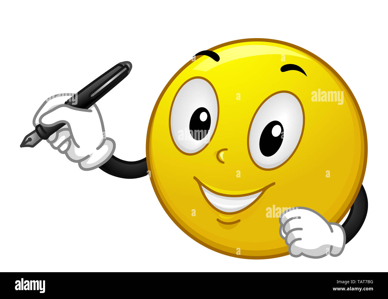 Illustration d'un Smiley tenant un stylo pour l'écriture et de signature  Photo Stock - Alamy