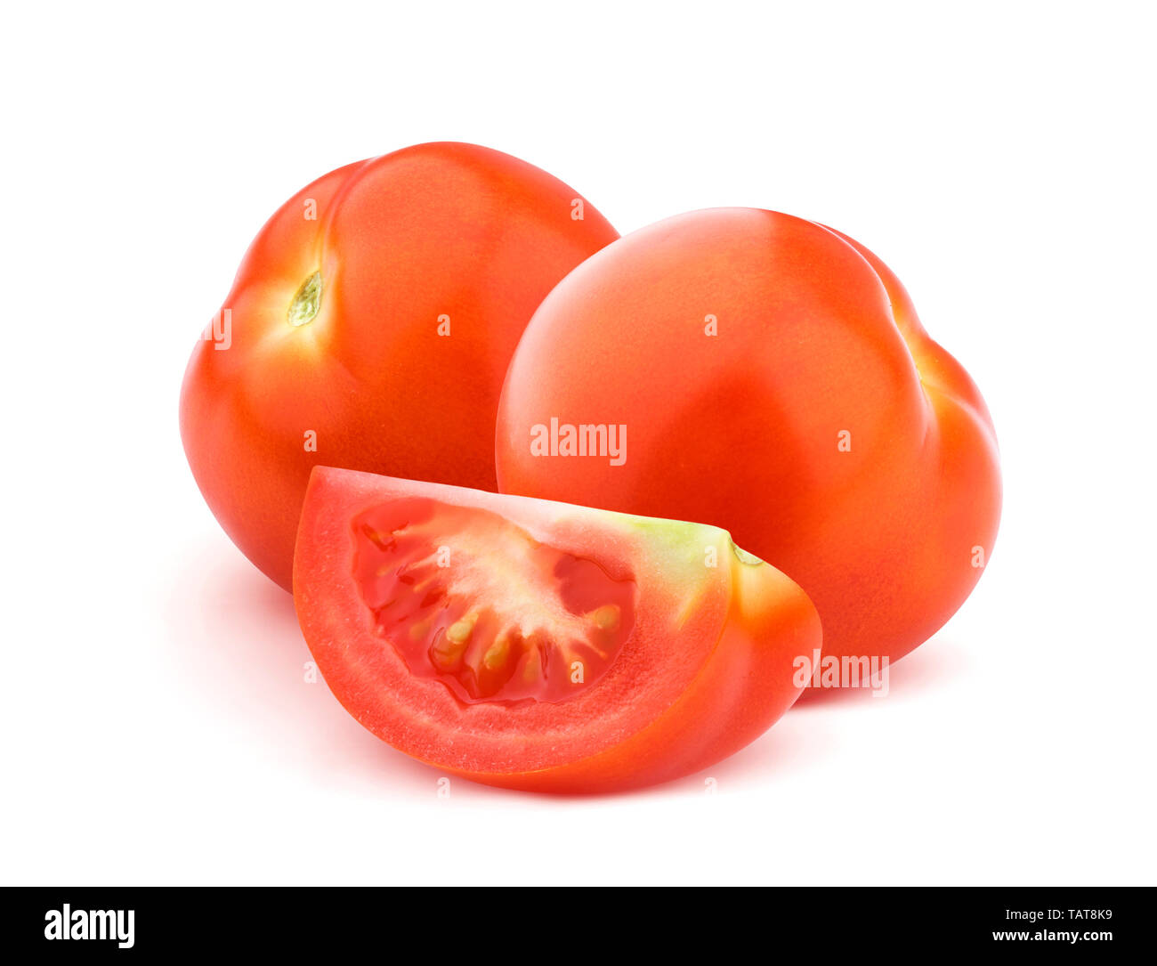Tomato isolé sur fond blanc avec clipping path Banque D'Images