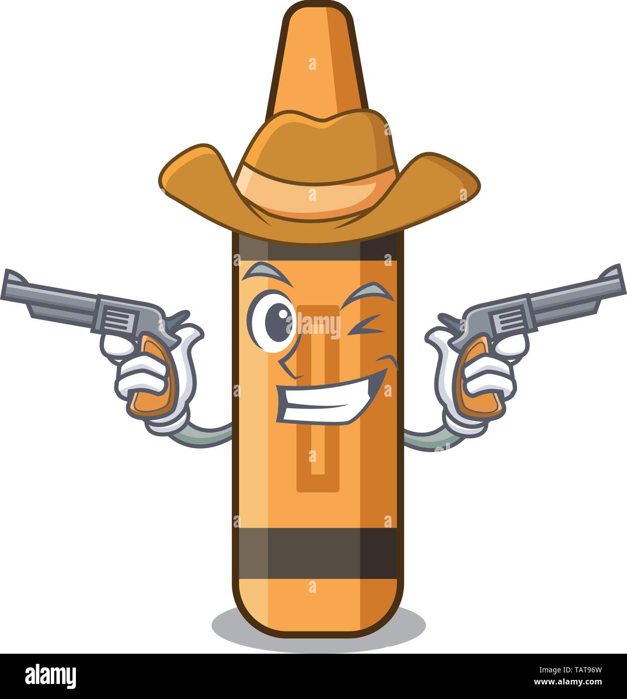 Au-dessus du crayon orange Cowboy livre mascotte Illustration de Vecteur