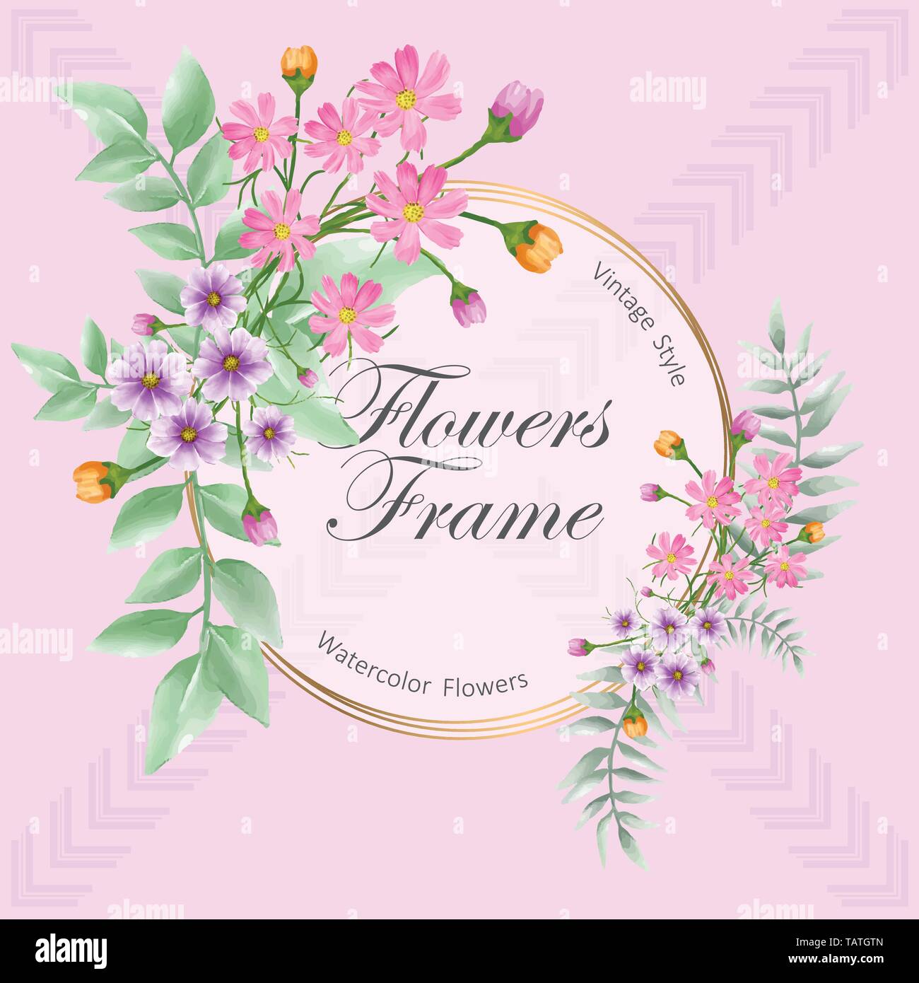Aquarelle Cosmos Flowers Frame vecteur polyvalent Illustration de Vecteur
