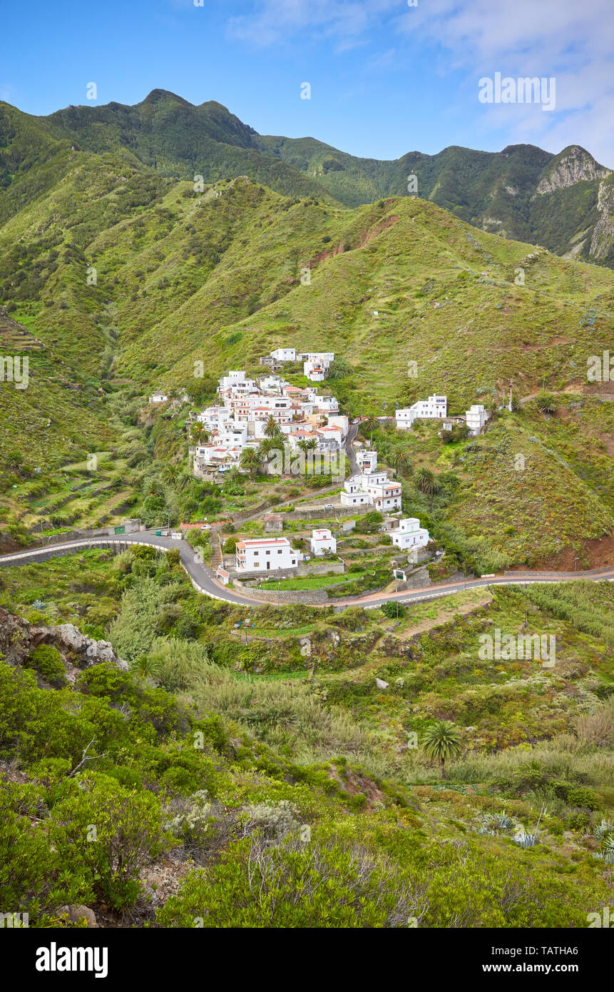 Paysage de montagne rural village de Taganana, Tenerife, Espagne. Banque D'Images