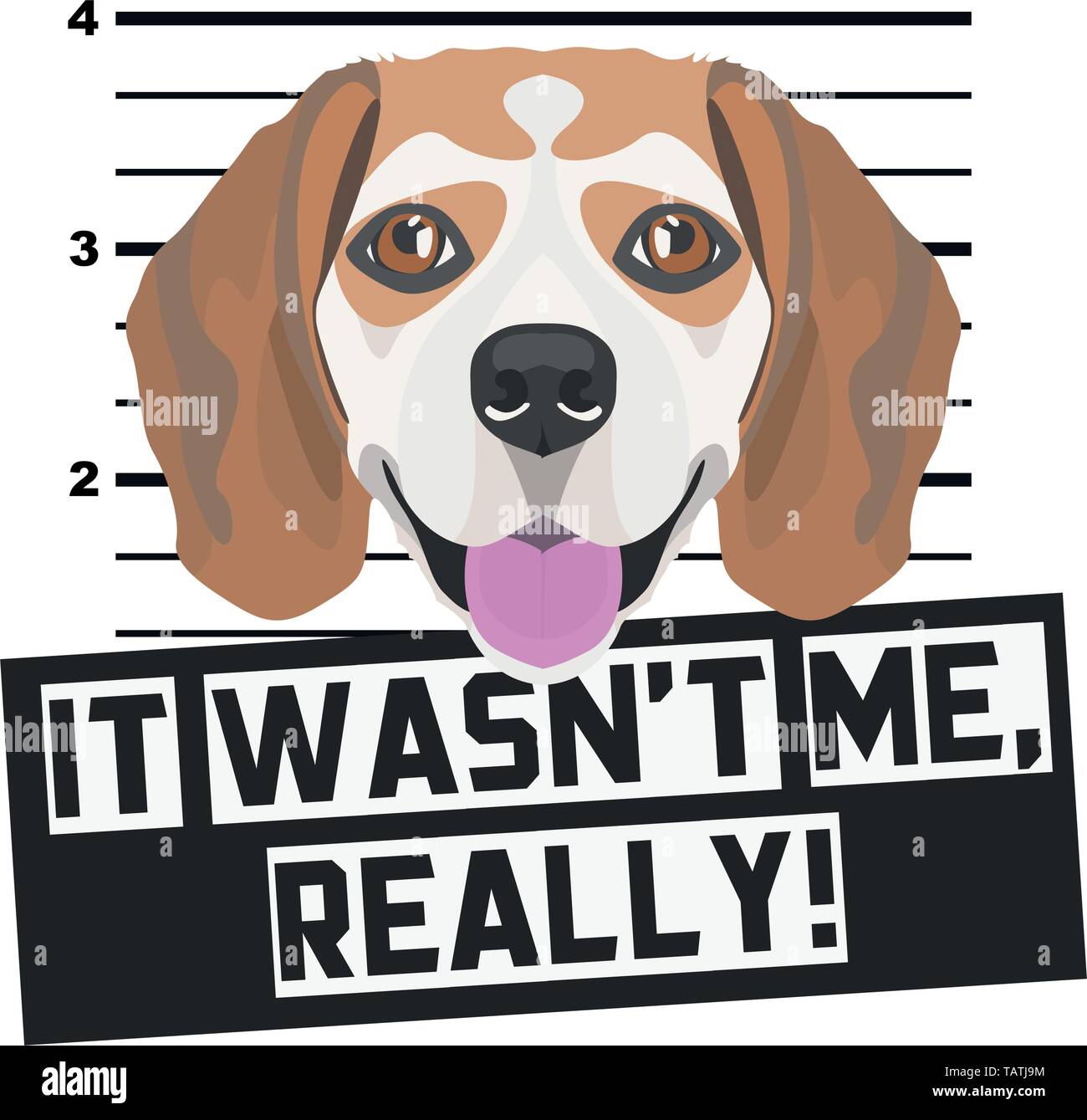 Illustration - Le Beagle électroniques ​​Gets chien coupable une photo de police. Les amateurs de chiens et de chiens fans les aiment sassy chien. Illustration de Vecteur