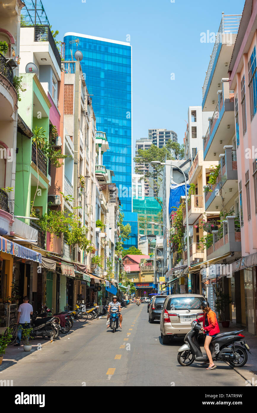 Ho Chi Minh Ville, Vietnam - 7 Avril 2019 : Le Cong Kieu Street. Une photographie verticale. Banque D'Images