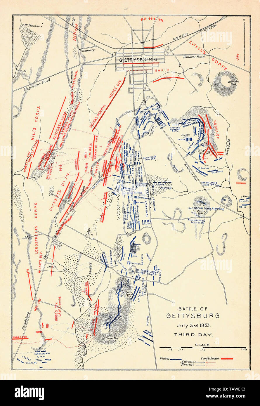 Bataille de Gettysburg, troisième jour, 3 juillet 1863 Banque D'Images