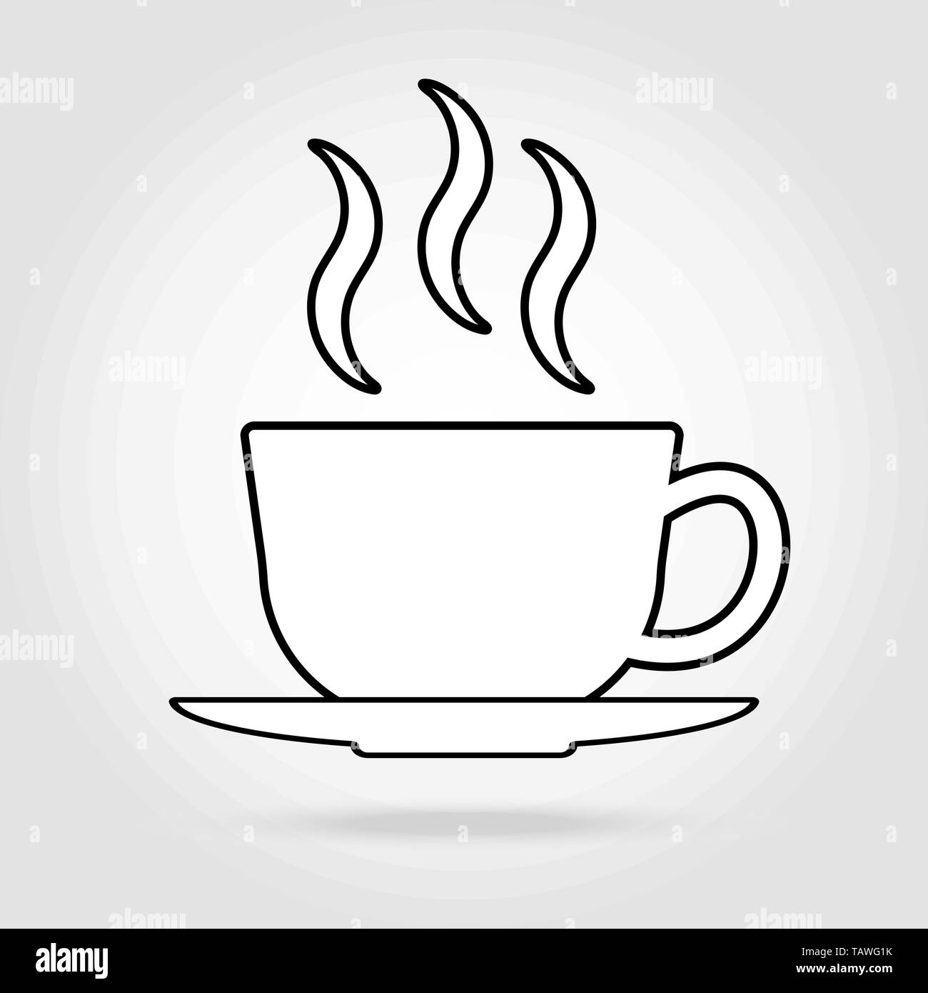 Tasse de café thé avec l'icône de la ligne de vapeur noir sur blanc eps10 Illustration de Vecteur
