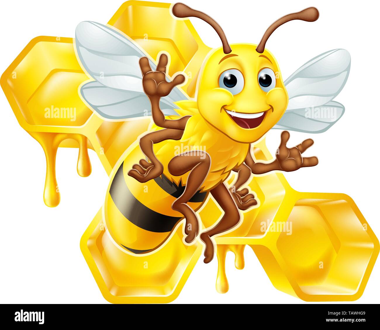 Bumble Bee Honey Comb Bumblebee Ruche Cartoon Illustration de Vecteur