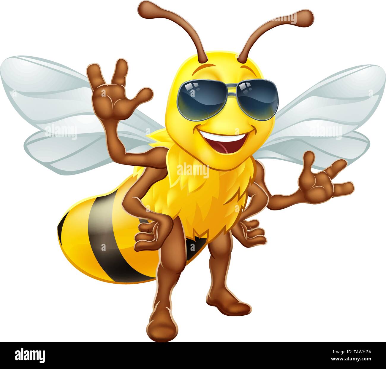 Miel de Bumble Bee Cool Lunettes de Cartoon Illustration de Vecteur