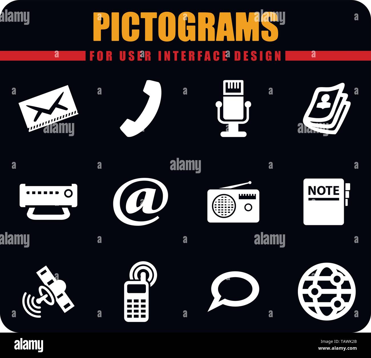 Vecteur de communication pour professionnels pictogrammes conception d'interface utilisateur Illustration de Vecteur
