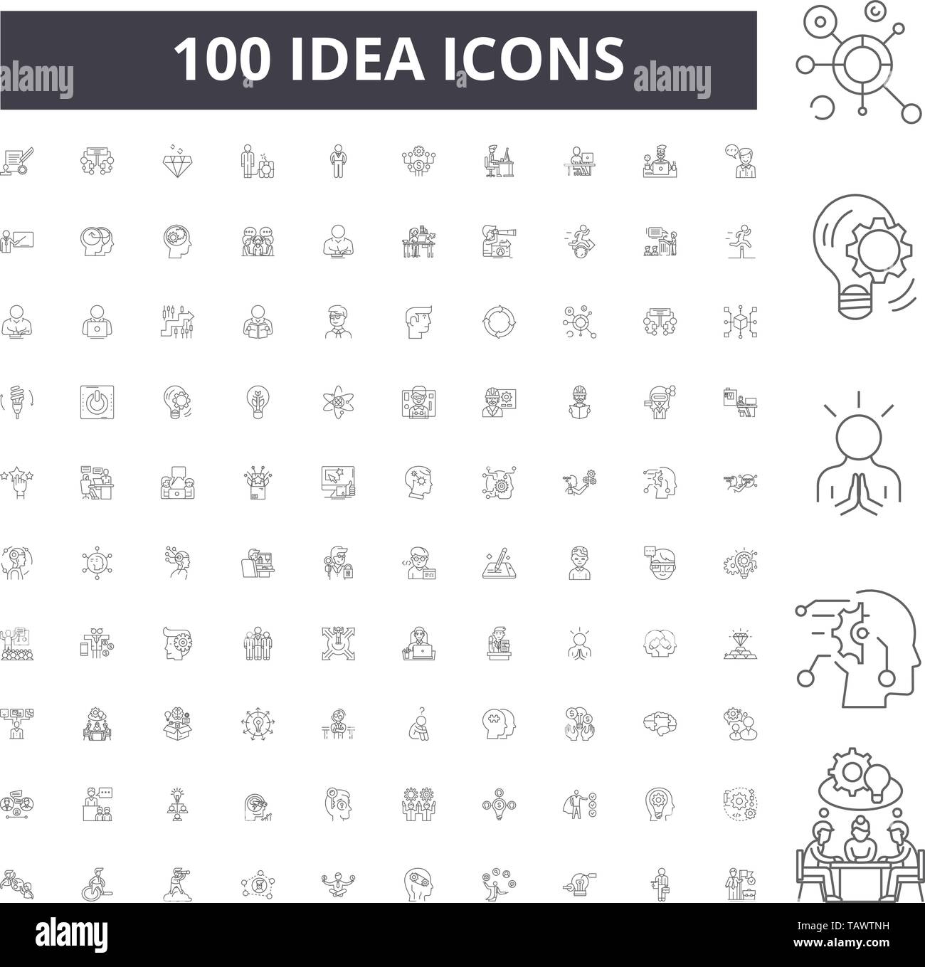 Ligne idée icônes, signes, vector set, contours concept illustration ...