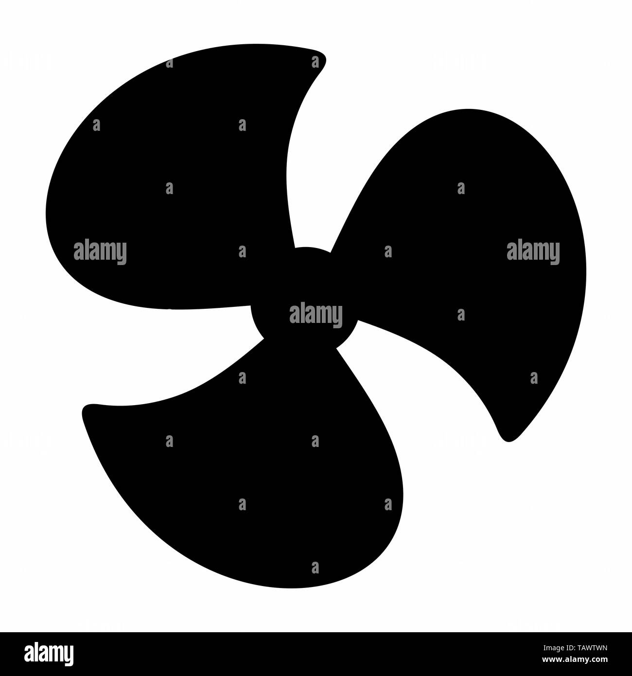 Silhouette sombre ventilateur isolé sur fond blanc Illustration de Vecteur