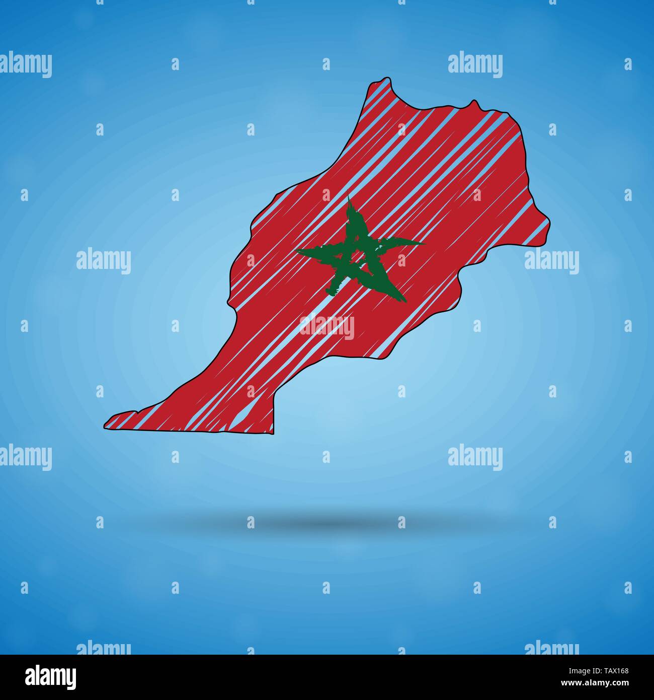 Scribble carte du Maroc. Sketch carte du pays pour l'infographie, des brochures et des présentations, des croquis stylisé du Maroc. Vector illustration Illustration de Vecteur