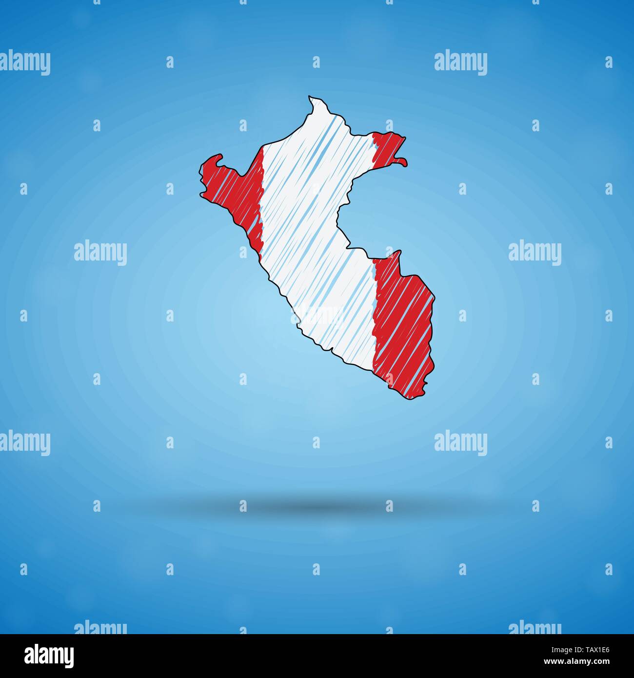 Scribble map du Pérou. Sketch carte du pays pour l'infographie, des brochures et des présentations, des croquis stylisé du Pérou. Vector illustration Illustration de Vecteur