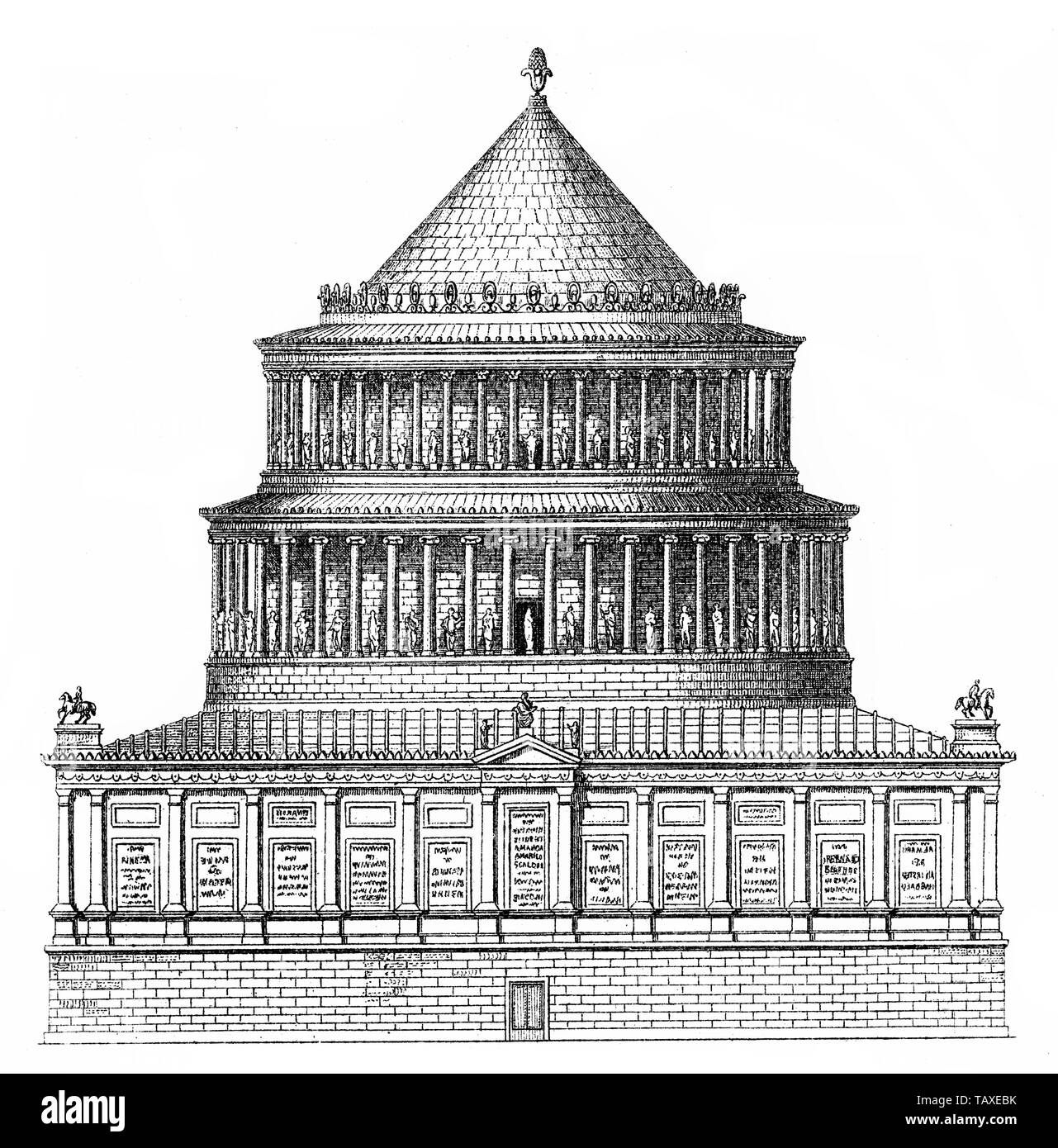 Mausolée d'Hadrien, généralement connu sous le nom de Castel Sant'Angelo ou Mausoleo di Adriano, Rome, reconstruite par divers Papes en château, 2e siècle, Historische, zeichnerische Darstellung, mausolée das für Kaiser, Hadrien heute die Engelsburg (Castel Sant'Angelo oder Mausoleo di Adriano) en rom, von verschiedenen Päpsten zur Burg umgebaut, 2. Jahrhundert, aus Meyers Konversations-Lexikon, 1889 Banque D'Images