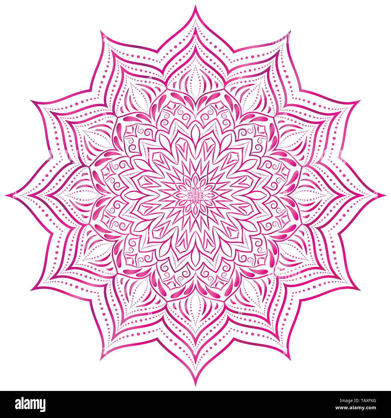 Mandala rose sur fond blanc. Illustration de Vecteur