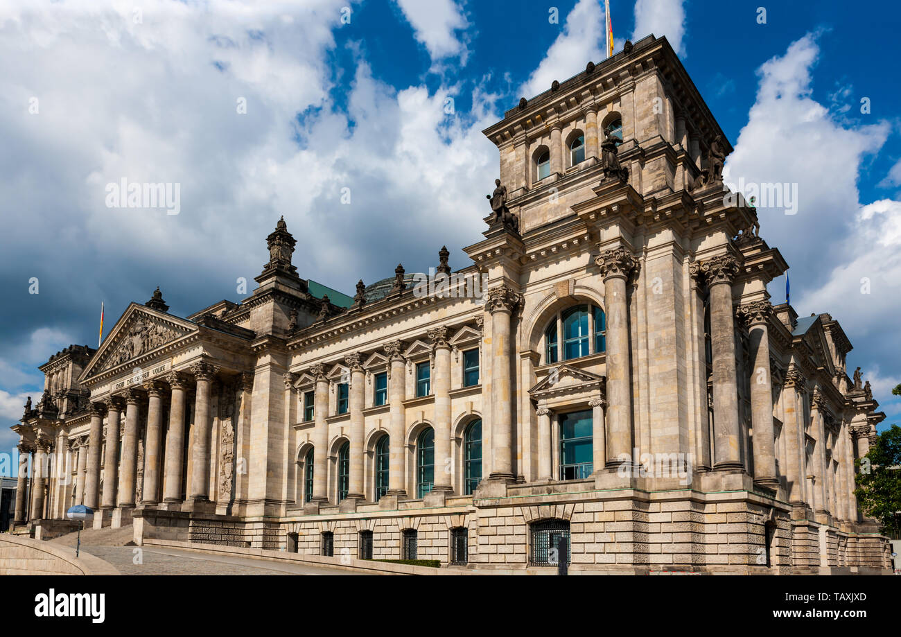 Bâtiment du Reichstag, Berlin, Allemagne. Chambre du Parlement de la capitale allemande. Banque D'Images