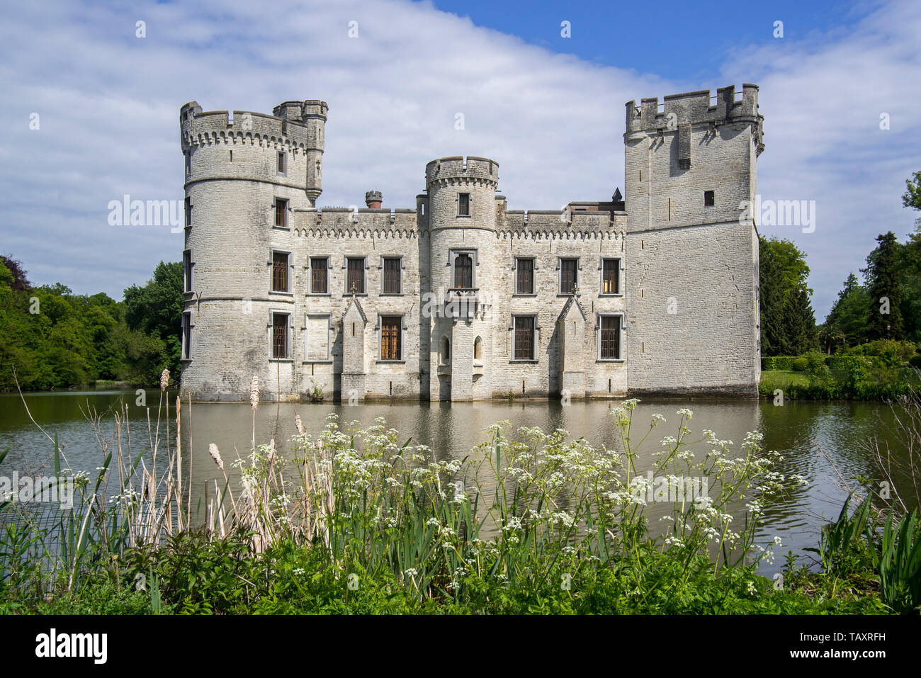 Château néogothique Bouchout Kasteel van Bouchout / dans le Jardin botanique de Meise, près de Bruxelles, Belgique Banque D'Images