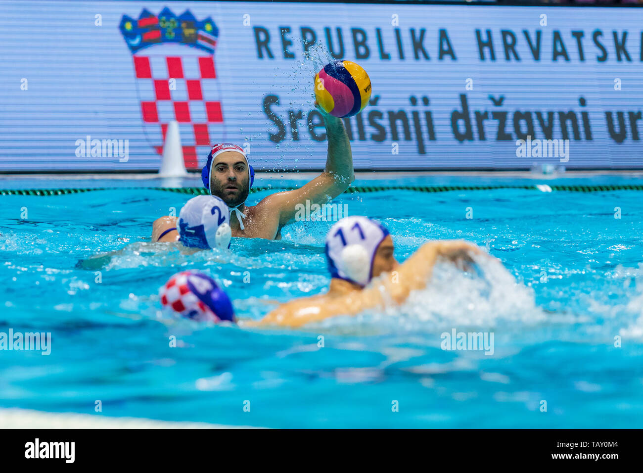 ZAGREB, CROATIE - 05 avril 2019 : la Ligue mondiale de water-polo de la  FINA EUROPA CUP 2019. La Croatie contre la Grèce. Les joueurs en action  Photo Stock - Alamy