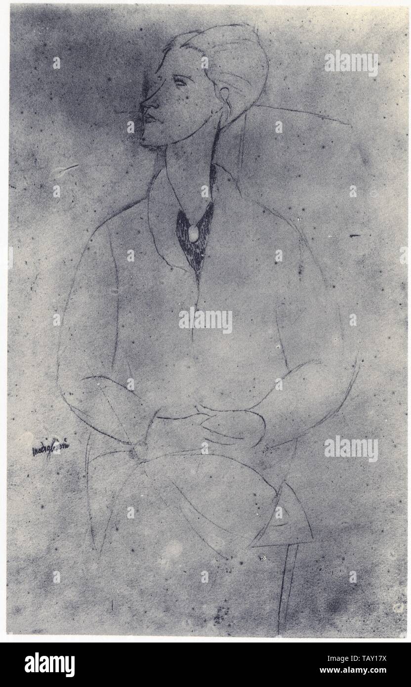 AMEDEO MODIGLIANI.JEAN COCTEAU.1916.CRAYON Banque D'Images