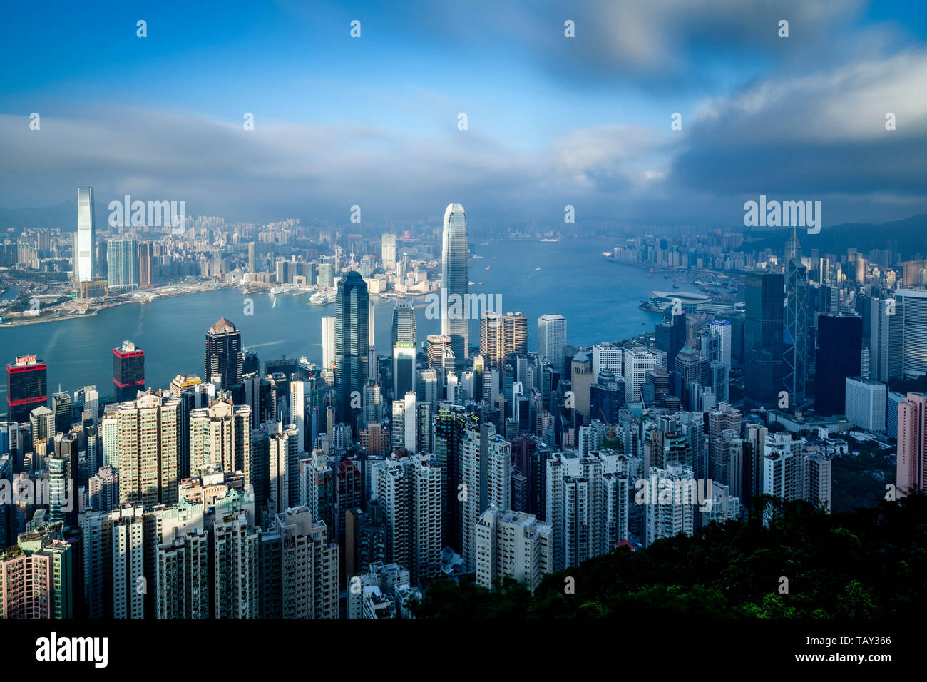 Une vue de l'horizon de Hong Kong depuis Victoria Peak, à Hong Kong, Chine Banque D'Images