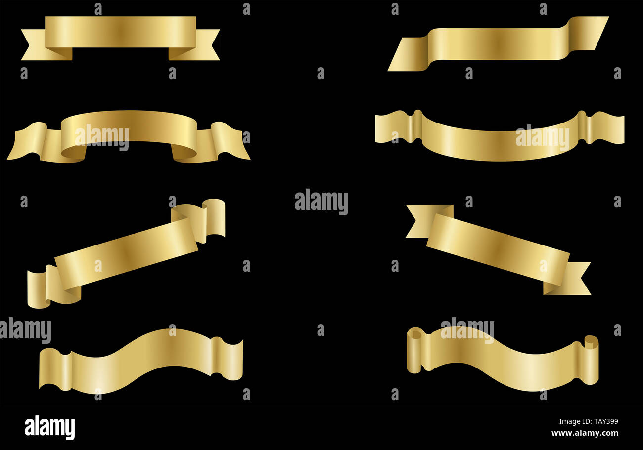 Définir des bannières d'or rubans étiquettes Banque D'Images