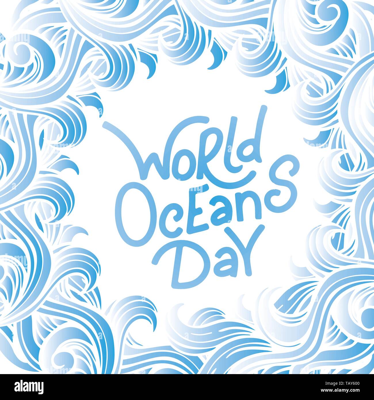 Enregistrer l'océan. Vector illustration avec les vagues de l'océan et à la main lattering. Isolé sur fond blanc. Illustration de Vecteur