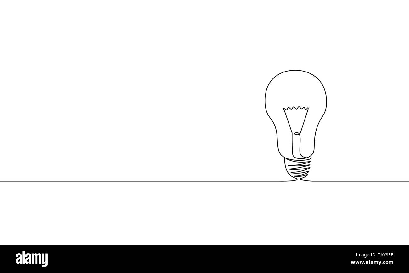 Une ligne continue simple idée art ampoule. L'équipe de la solution créative concept de lampe de travail esquisse silhouette vector illustration Illustration de Vecteur