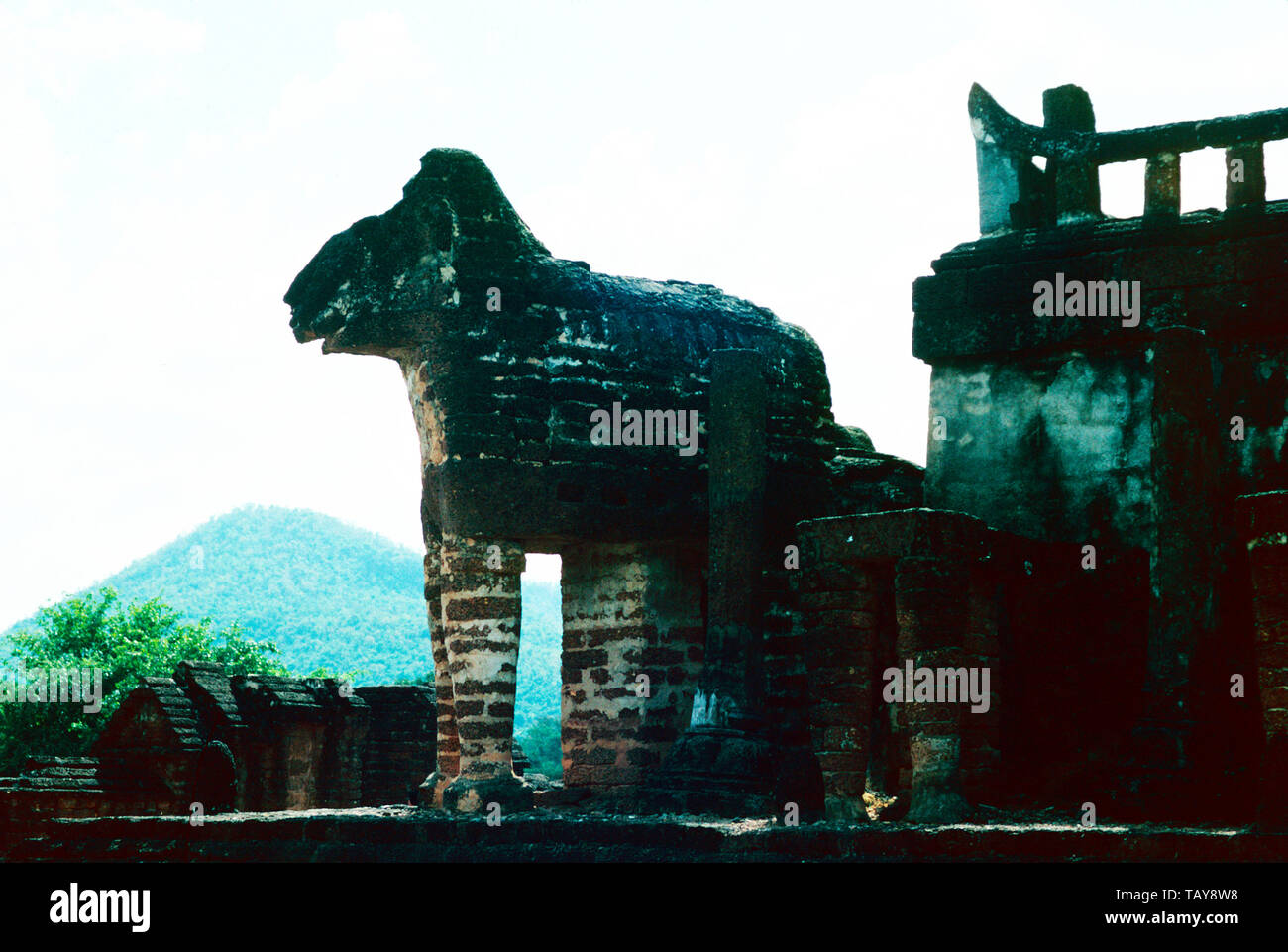 Wat Chang Lom,39,Si Satchanalai éléphants du parc historique de Sukhothai, Thaïlande, Banque D'Images