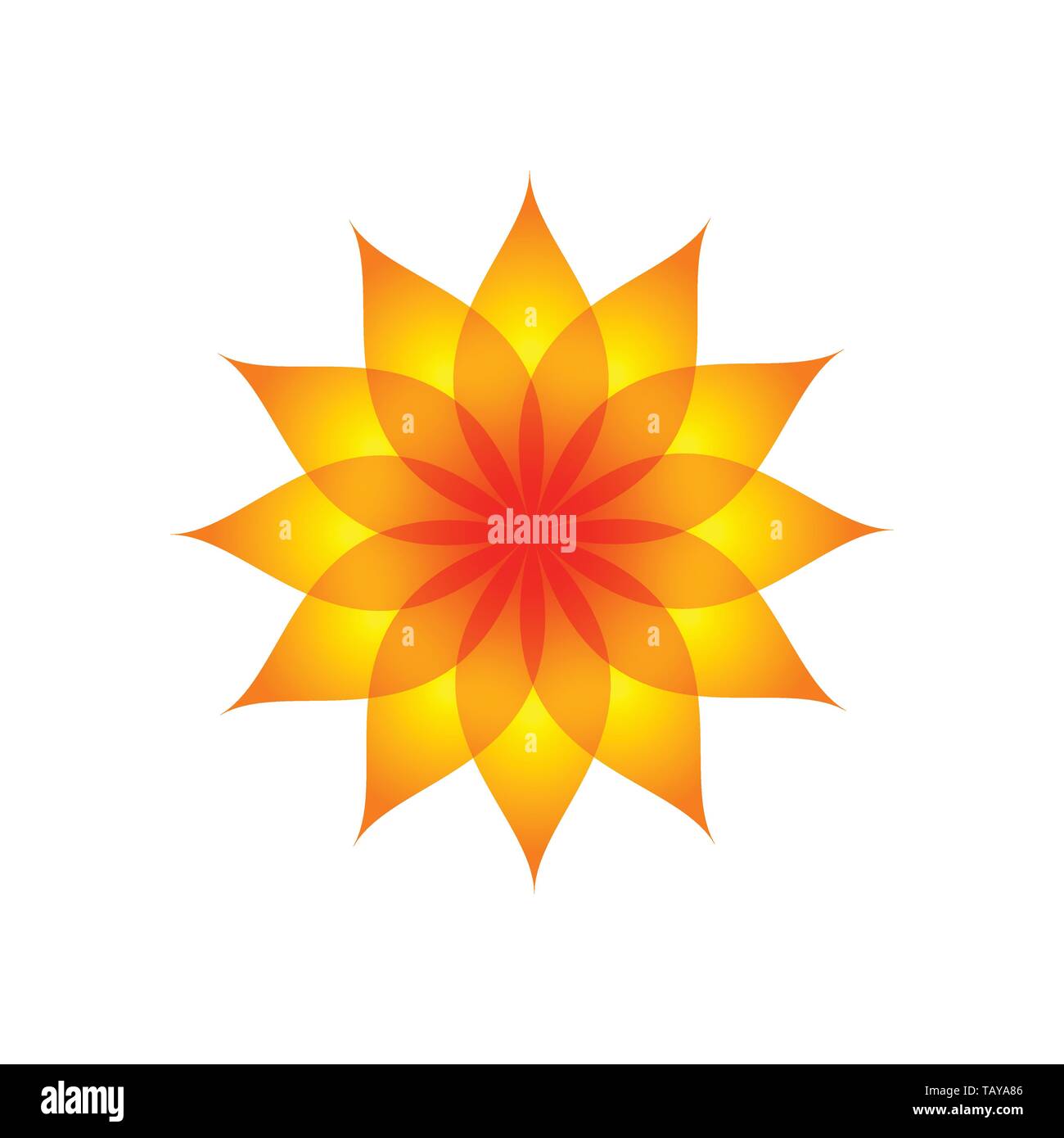 Jaune Orange Fleur Couleur Fontaine Symbole vecteur modèle de conception de logo graphique Illustration de Vecteur