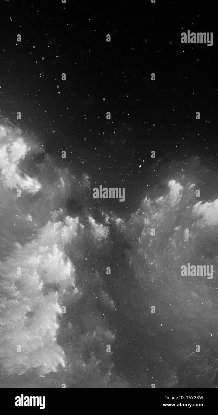 Modèle de smartphone nébuleuse, noir et blanc, générée par ordinateur résumé carte d'intensité, rendu 3D Banque D'Images