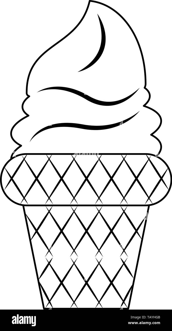 Ice cream cone isolés cartoon en noir et blanc Illustration de Vecteur