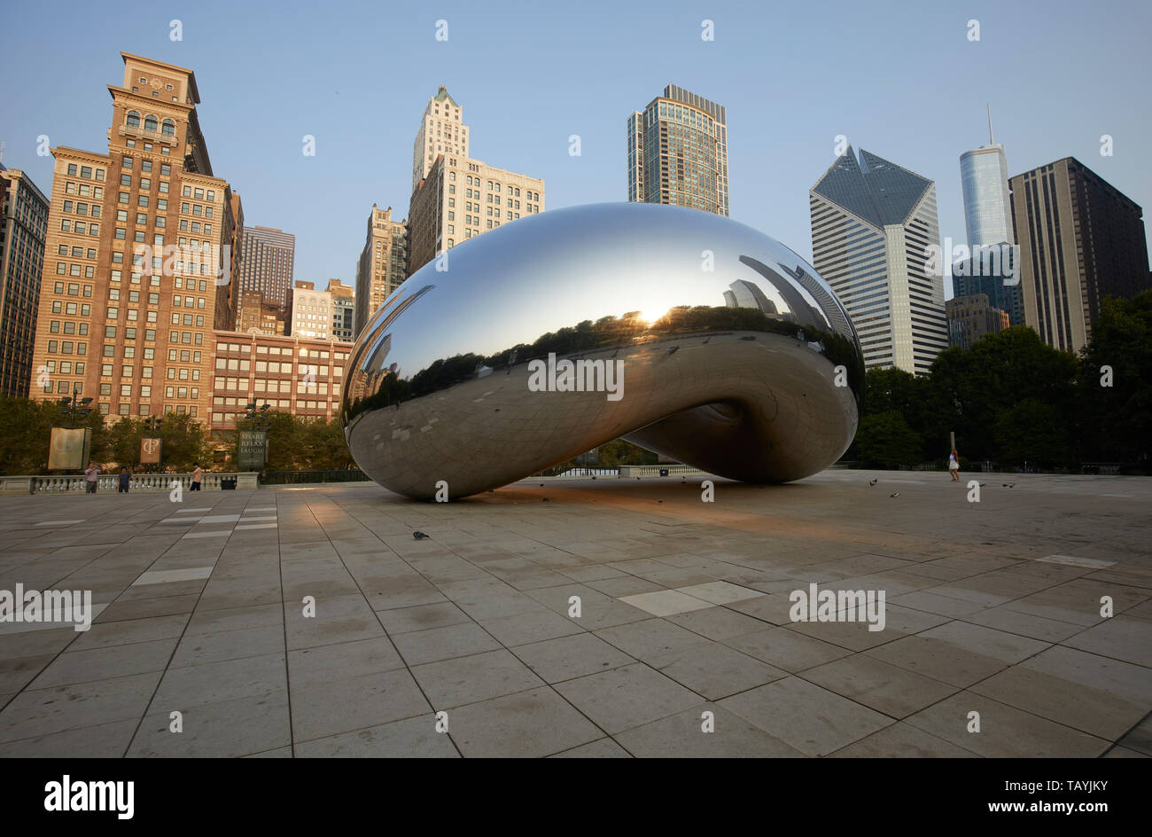 La sculpture Cloud Gate, également connu sous le nom de Bean, au Millenium Park, Chicago, Illinois, United States Banque D'Images