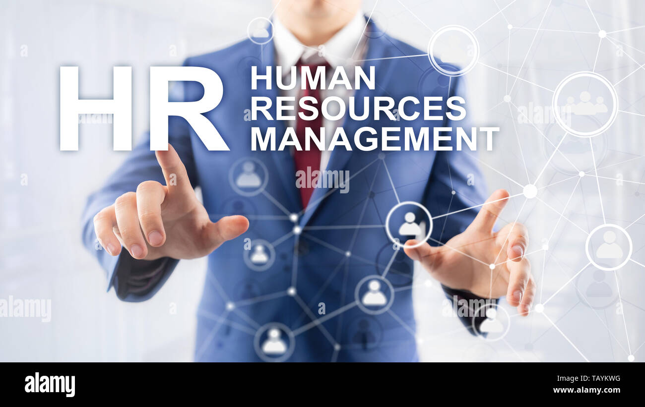 La gestion des ressources humaines, RH, Team Building et de recrutement concept sur fond flou. Banque D'Images