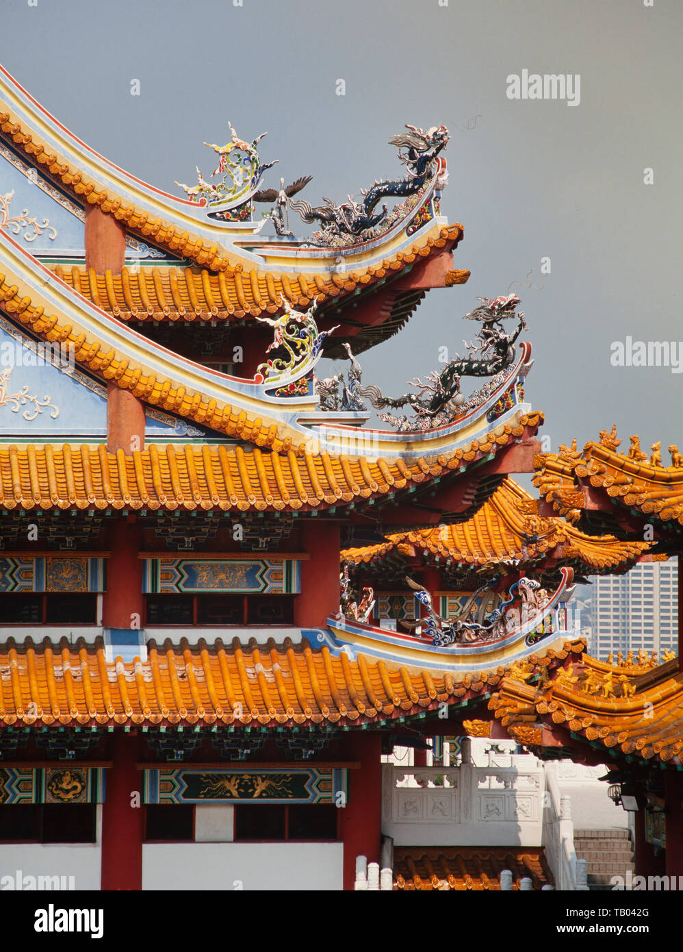 Détail du toit du temple chinois, la Malaisie Banque D'Images