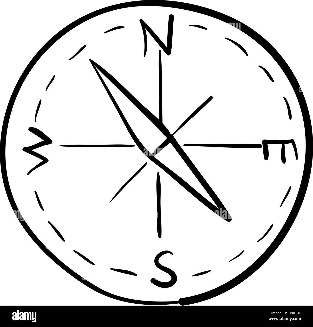 Télévision isolé avec compas d'argent. ombre traveler compass boussole.. l'icône boussole moderne design. signe, objet vectoriel illustration. Style croquis Illustration de Vecteur
