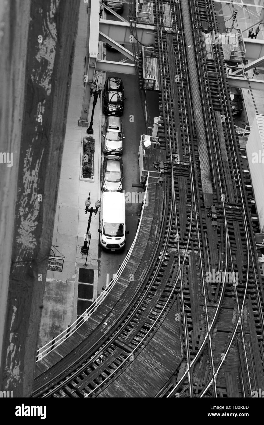 L'OTC de Chicago les voies au centre-ville de boucle, Chicago, Illinois, États-Unis Banque D'Images