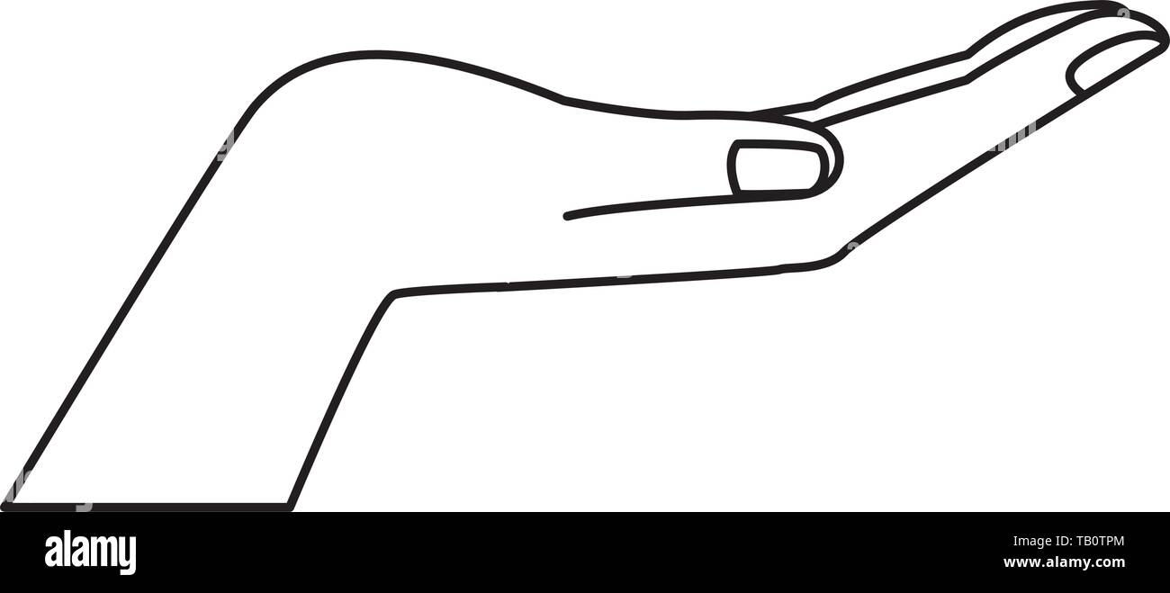 L'icône de la main paume vers le haut noir et blanc dessin animé Image