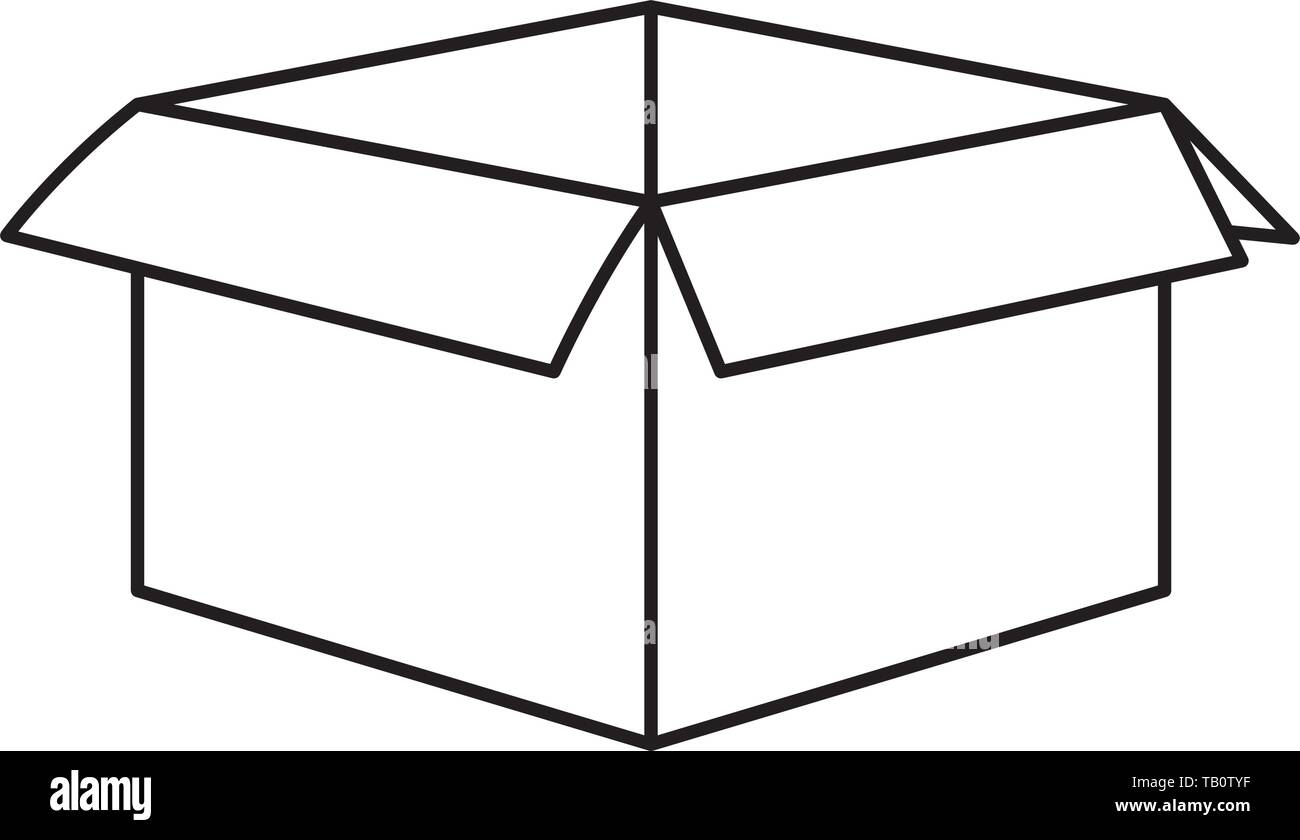 Boîte de carton vide du dessin noir et blanc Image Vectorielle Stock - Alamy