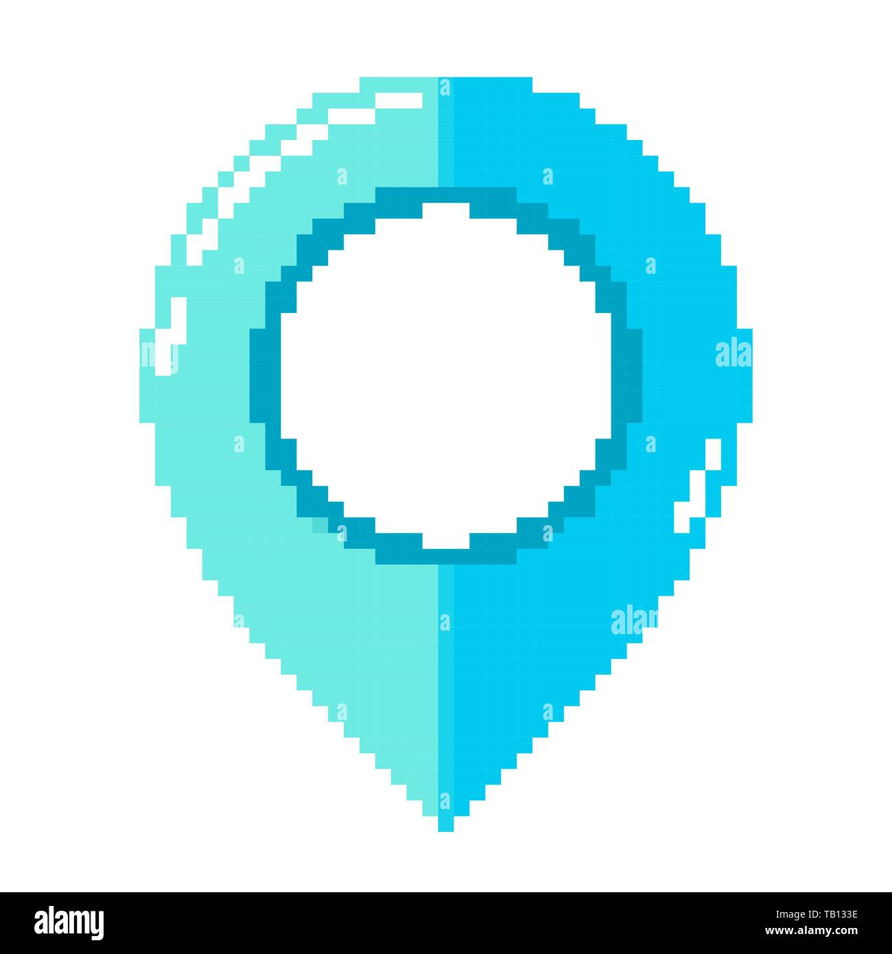 Pointeur de carte en pixel art design. Vector illustration. Emplacement isolé dans logo style plat Illustration de Vecteur