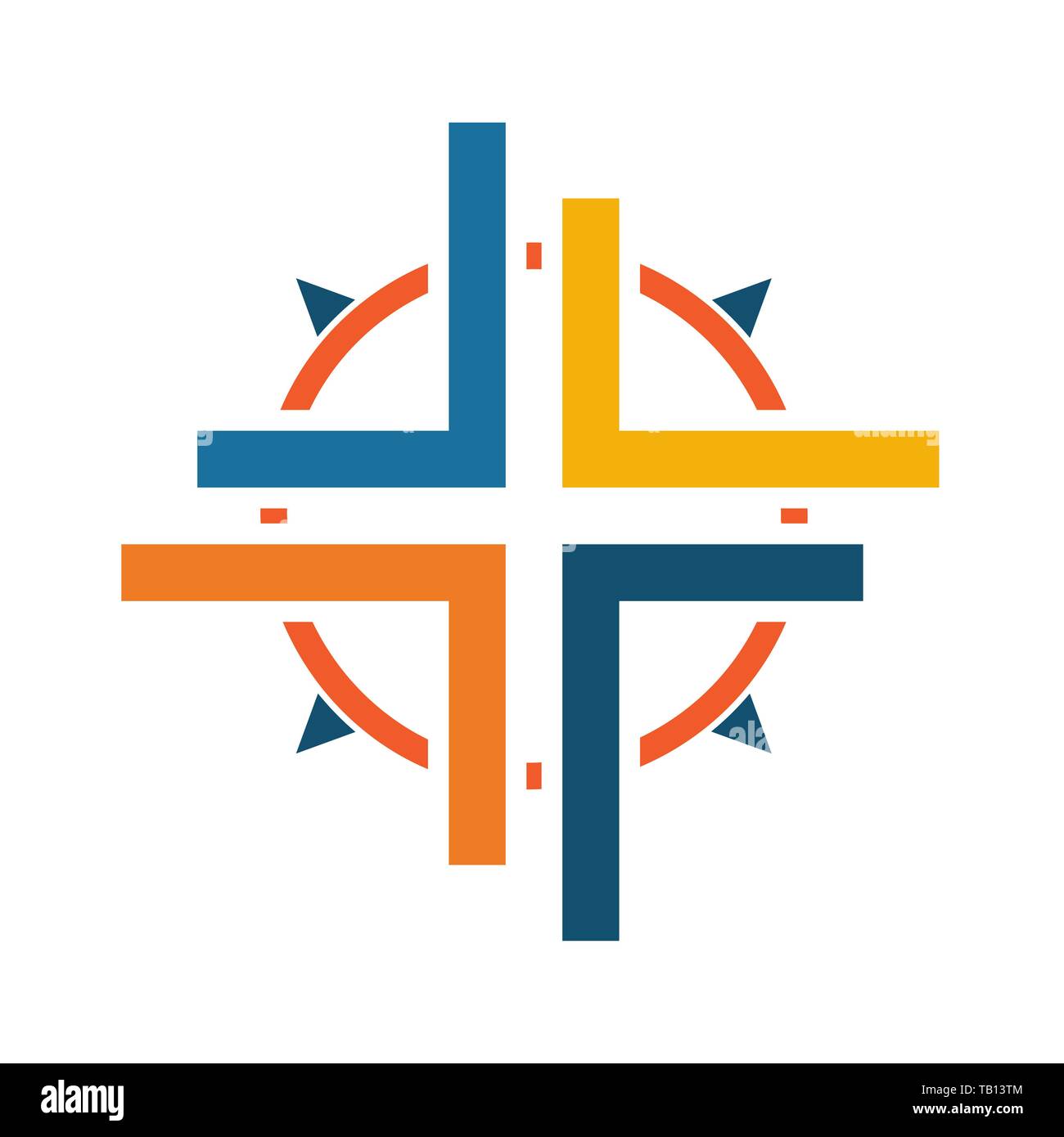 Color Cross icône avec boussole. Vector illustration. Illustration de Vecteur