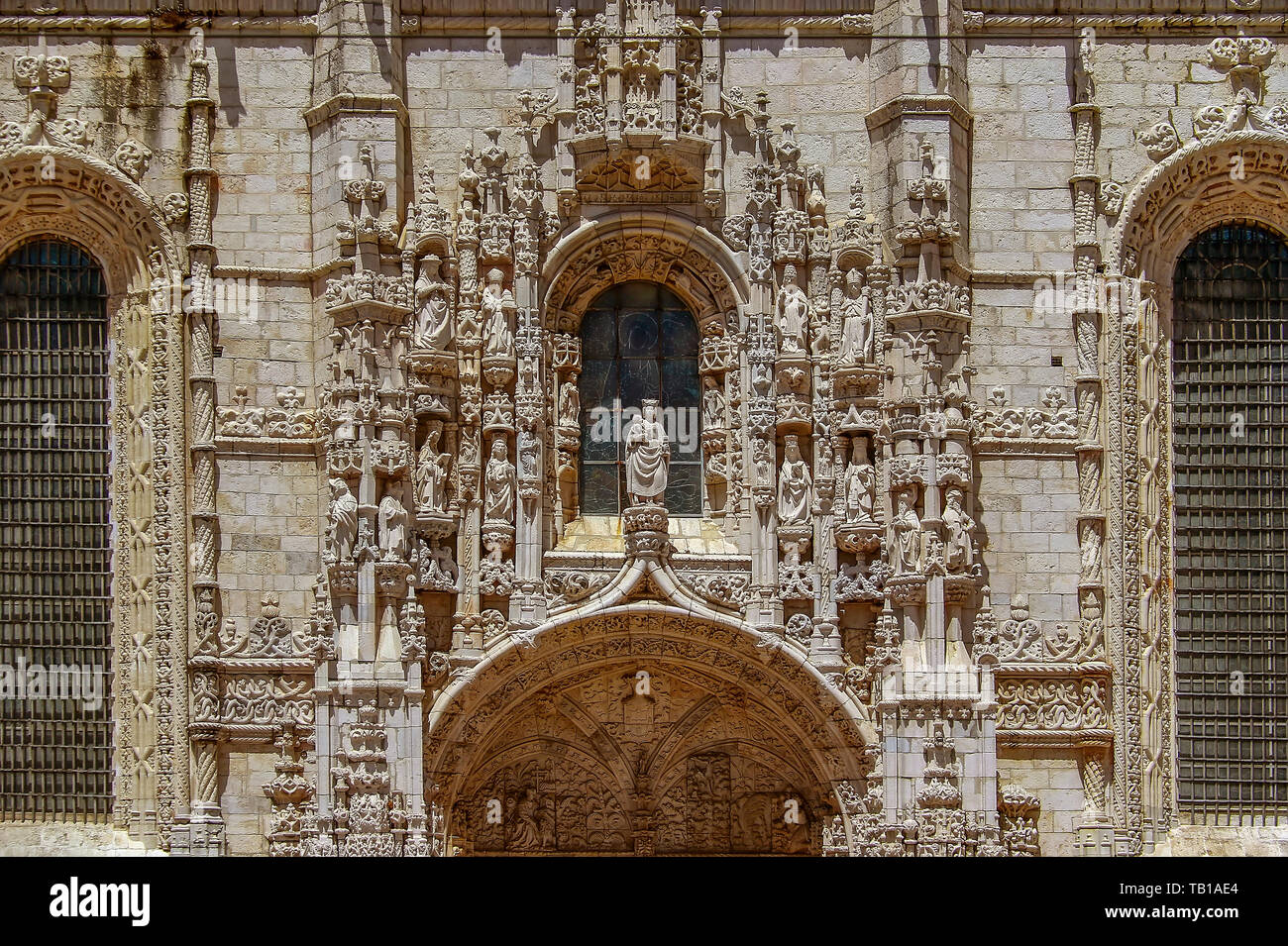 Abbaye ou monastère des hiéronymites à Lisbonne, Portugal, alias Santa Maria de Belem monastère. Classé au Patrimoine Mondial de l'UNESCO comme un chef-d'œuvre de la Manu Banque D'Images