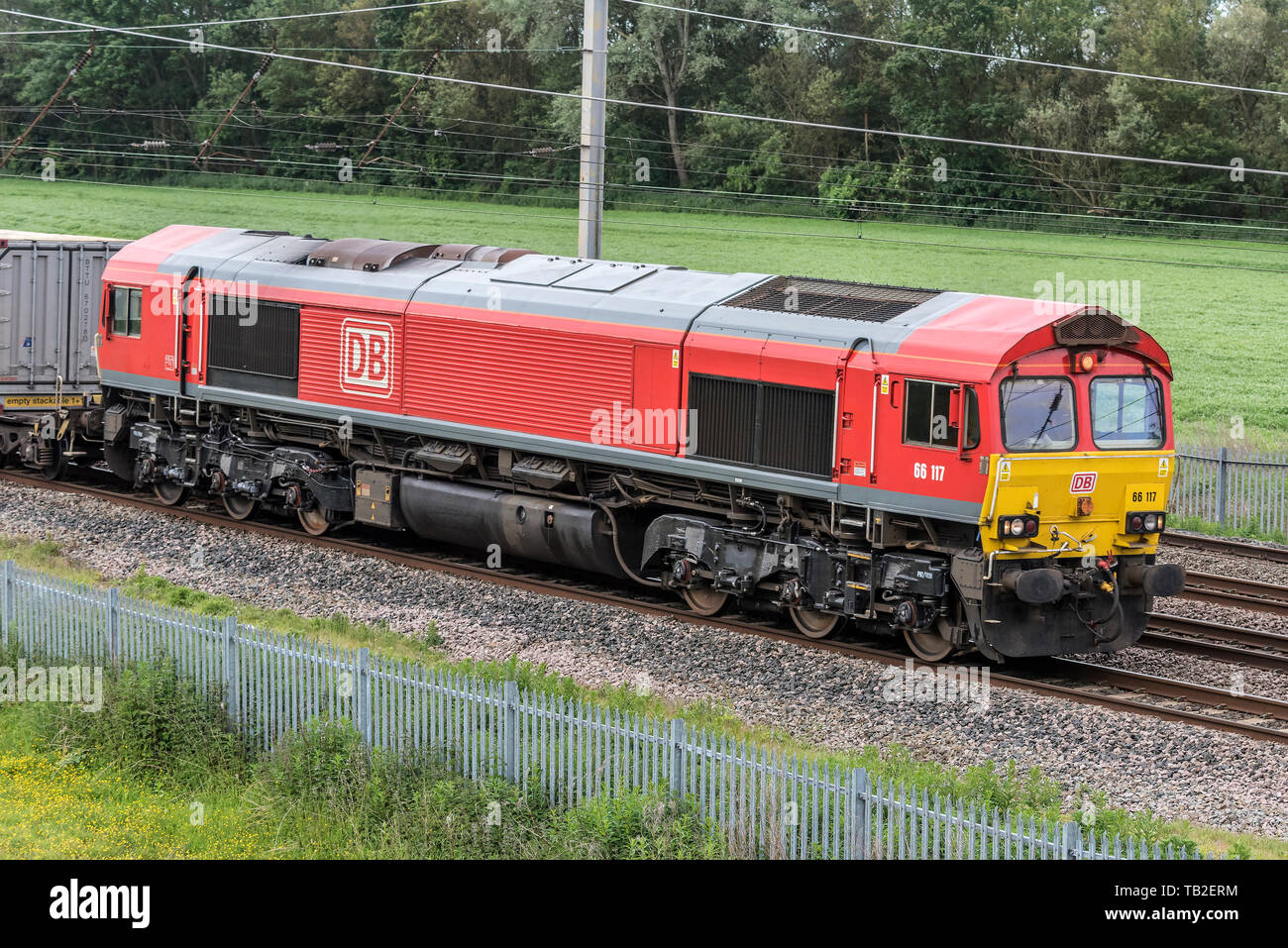 DB Schenker Class 66 locomotives de fret diesel à Winwick. Banque D'Images