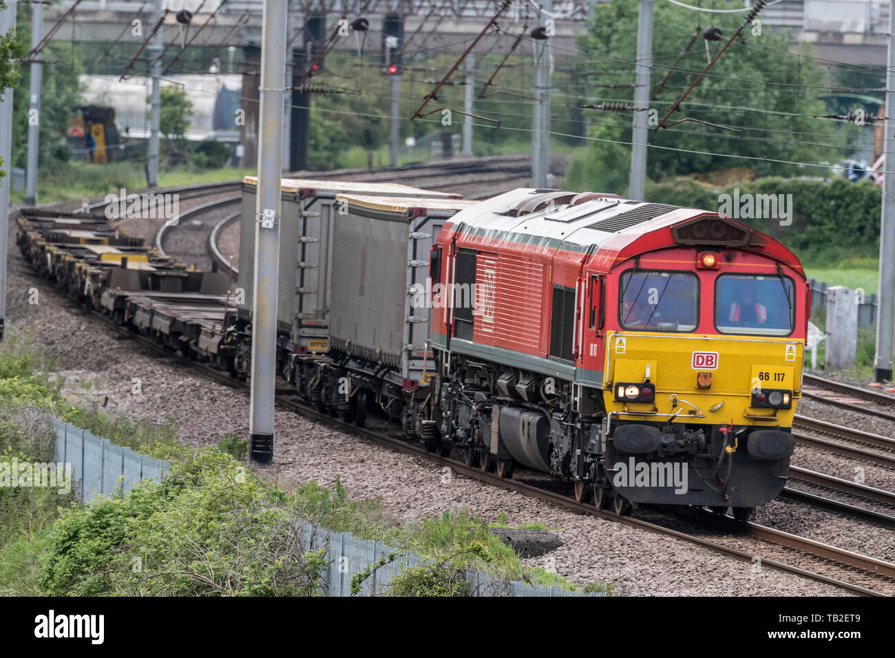 DB Schenker Class 66 locomotives de fret diesel à Winwick. Banque D'Images