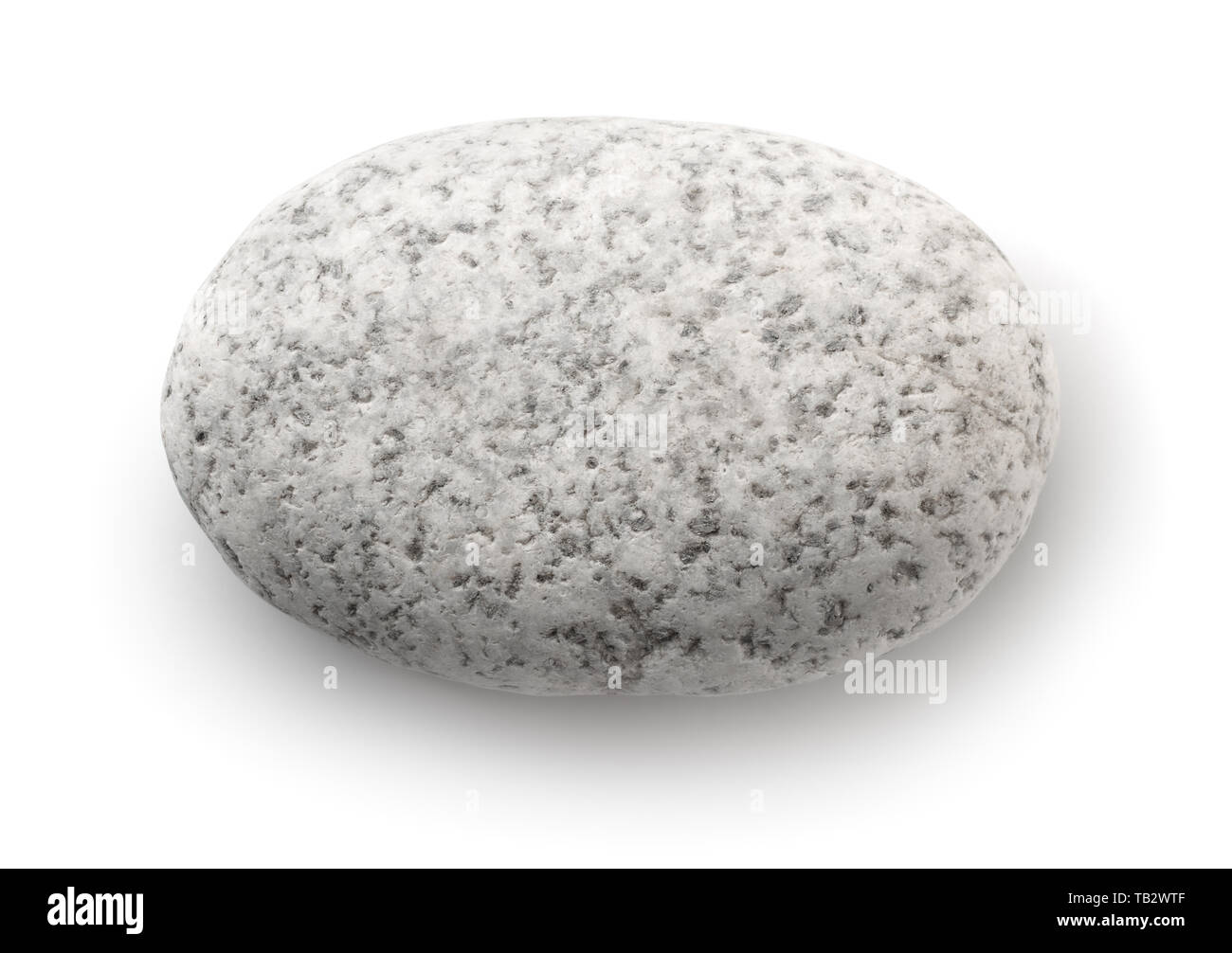 Vue de dessus du single white pebble isolated on white Banque D'Images