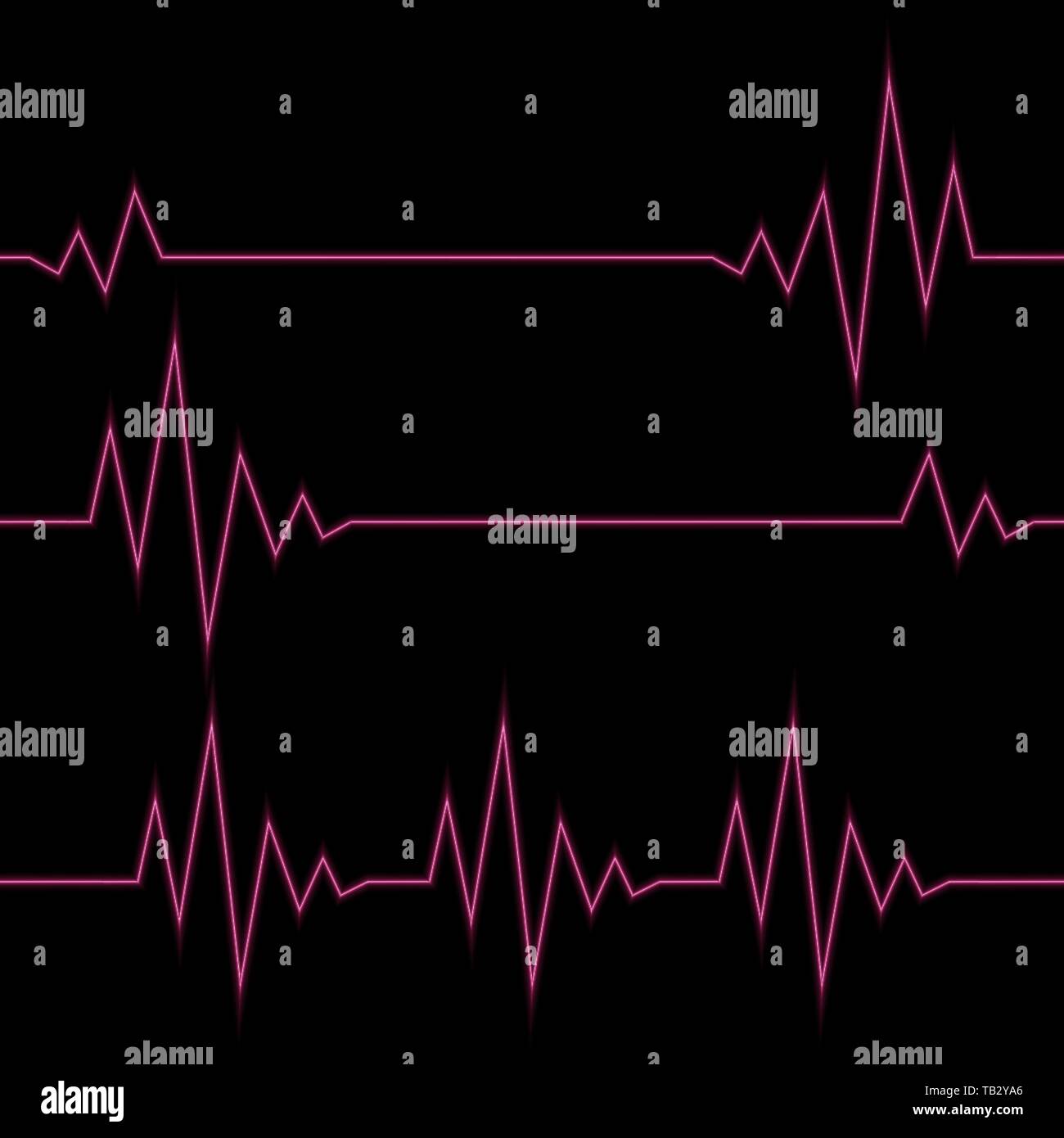 Jeu de rythme ou de néon du pouls. Vector illustration. La ligne rouge de la fréquence cardiaque. Le pouls graphique. Heartbeat néon cardiogramme Illustration de Vecteur