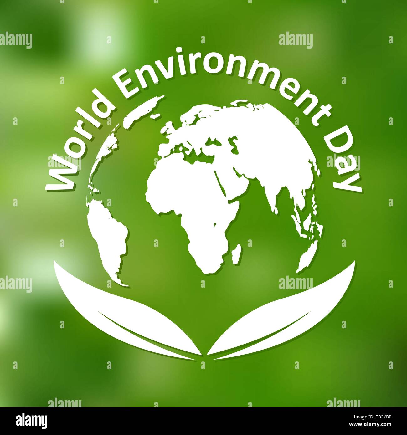 La Journée mondiale de l'environnement. Vector illustration. Planète Terre avec lettrage sur fond vert vif. Illustration de Vecteur