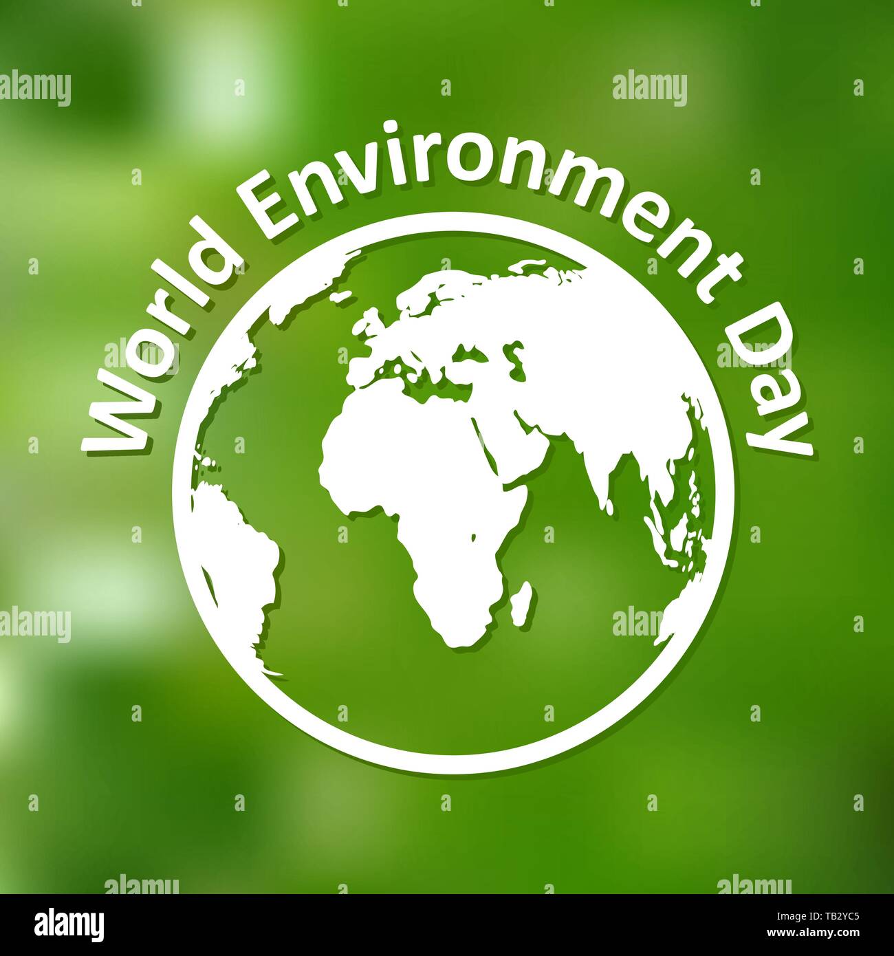 La Journée mondiale de l'environnement. Vector illustration. Planète Terre avec lettrage sur fond vert vif. Illustration de Vecteur