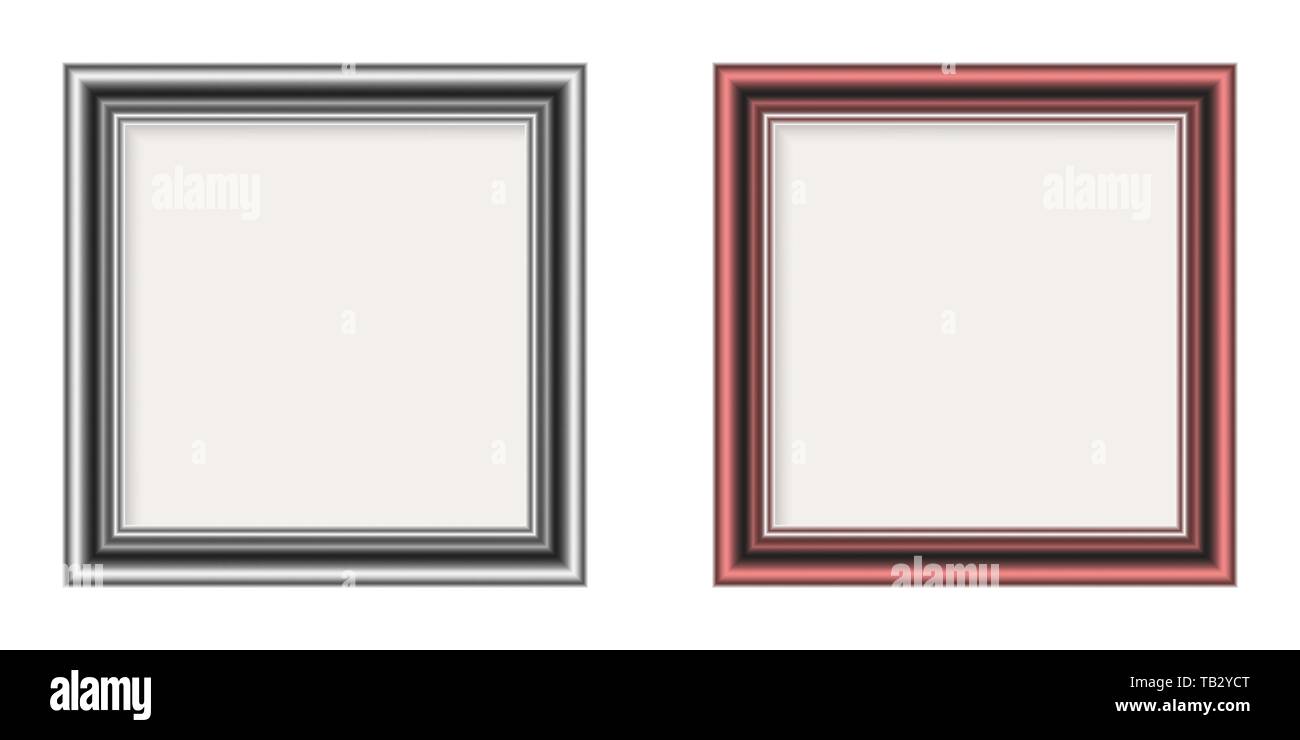Ensemble d'images. brillant chrome Vector illustration. Cadres Photo carrés isolé Illustration de Vecteur
