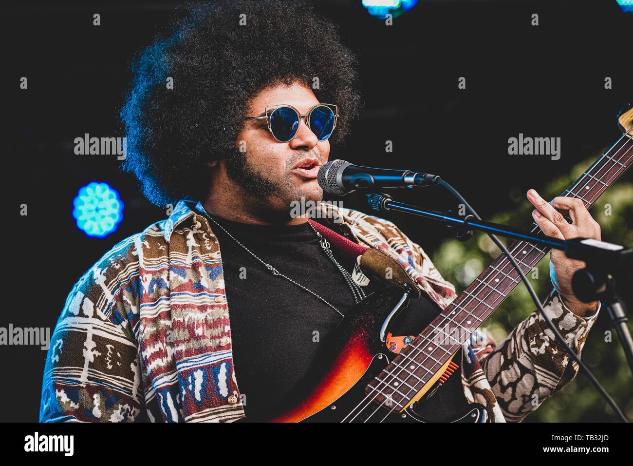 Artiste Hip-Hop alternative britannique Dylan Cartlidge effectue sur scène à la Newcastle's 'c'est demain' Festiva le 26 mai 2019. Banque D'Images